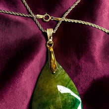 Load image into Gallery viewer, Retro South African Emerald Teardrop Necklace - 14K Yellow Gold Natural Hand Cut Faceted Estate Pendant - 20" Rope Chain - 18g Fine Jewelry
