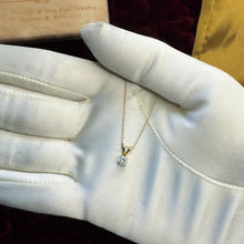 Load image into Gallery viewer, Natural Diamond Necklace in 14K Gold – 1/3CT Round Cut Solitaire – 16" Chain – April Birthstone Gift Dainty Vintage Estate Fine Jewelry
