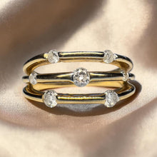 Load image into Gallery viewer, Natural Diamond Ring - 10K Gold -Size 5 - 1/3CT Scattered Split Shank Ring -3.3g Three Band Triple Band Engagement Wedding Ring Fine Jewelry
