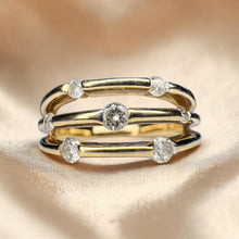 Load image into Gallery viewer, Natural Diamond Ring - 10K Gold -Size 5 - 1/3CT Scattered Split Shank Ring -3.3g Three Band Triple Band Engagement Wedding Ring Fine Jewelry

