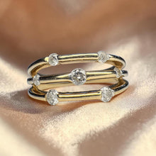 Load image into Gallery viewer, Natural Diamond Ring - 10K Gold -Size 5 - 1/3CT Scattered Split Shank Ring -3.3g Three Band Triple Band Engagement Wedding Ring Fine Jewelry
