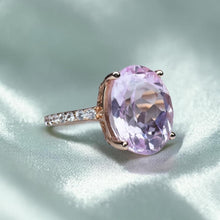 Load image into Gallery viewer, 10K Rose Gold Large 5.6CT Pink Sapphire Ring Size 6 White Sapphire Pave Wedding Band 3.2g September Birthstone Engagement Ring Fine Jewelry
