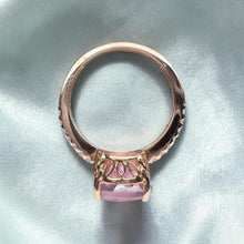 Load image into Gallery viewer, 10K Rose Gold Large 5.6CT Pink Sapphire Ring Size 6 White Sapphire Pave Wedding Band 3.2g September Birthstone Engagement Ring Fine Jewelry

