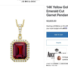 Load image into Gallery viewer, 14K Rose Gold Natural Indian Garnet &amp; Halo Diamond Necklace- 18" -2.3g Earth Mined Garnet Necklace Anniversary Gift Wife January Birthstone

