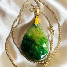 Load image into Gallery viewer, Natural Emerald Teardrop Necklace - 14K Gold Retro ca1970's LARGE South African Emerald Estate Pendant - 20" Rope Chain - 18g Fine Jewelry
