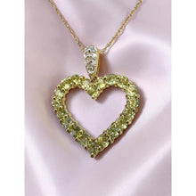 Load image into Gallery viewer, 10K Gold Natural Peridot &amp; Diamond Necklace 18" August Heart Necklace  -2.3g
