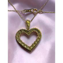 Load image into Gallery viewer, 10K Gold Natural Peridot &amp; Diamond Necklace 18" August Heart Necklace  -2.3g
