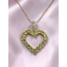 Load image into Gallery viewer, 10K Gold Natural Peridot &amp; Diamond Necklace 18" August Heart Necklace  -2.3g
