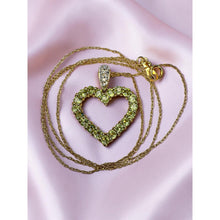 Load image into Gallery viewer, 10K Gold Natural Peridot &amp; Diamond Necklace 18" August Heart Necklace  -2.3g
