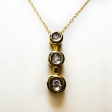 Load image into Gallery viewer, Diamond Necklace 18&quot; 10K Yellow Gold .15CT Journey Pendant Estate Vintage 1.3g
