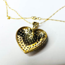 Load image into Gallery viewer, 10k Yellow Gold Pave Diamond Necklace 20&quot; 1ct Romantic Heart Pendant Estate 3.6g
