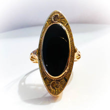 Load image into Gallery viewer, Antique 10k Yellow Gold Black Onyx Ring Size 5.25 Retro Estate Vintage 3g
