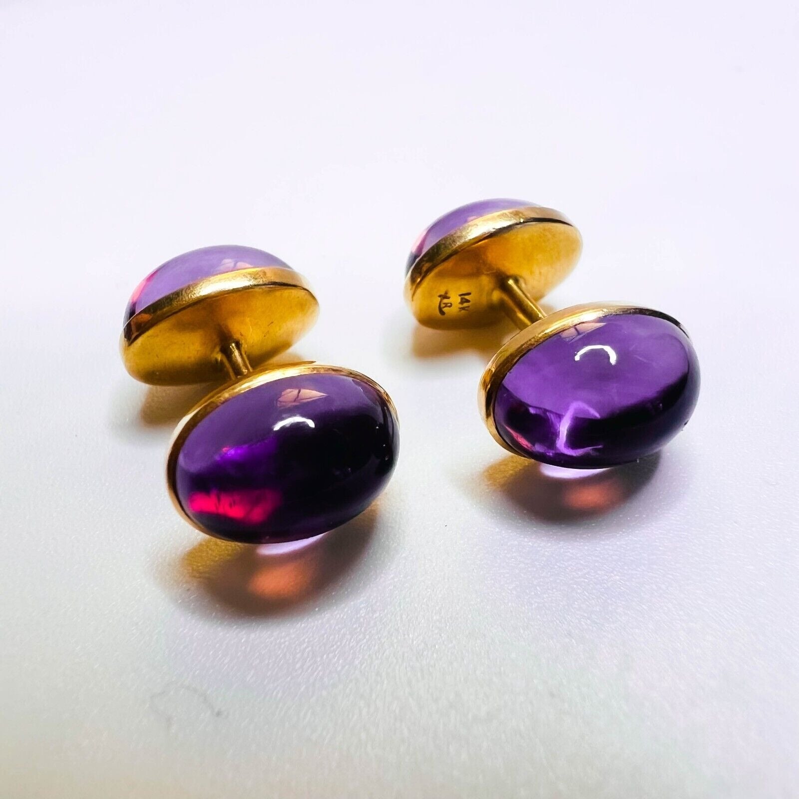 1880's Antique Victorian 14k Yellow Gold Enamel Amethyst & 2ctw