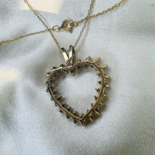 Load image into Gallery viewer, 10k Yellow Gold .75CTW Cluster Heart Diamond Necklace 18&quot; Romantic Pendant 2.3g
